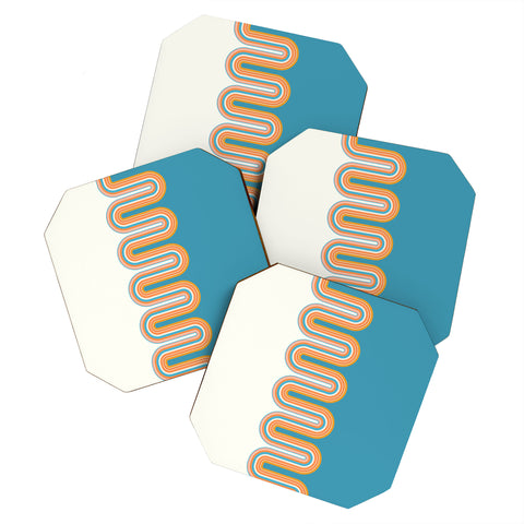 Sheila Wenzel-Ganny Retro Rainbow Wave Coaster Set