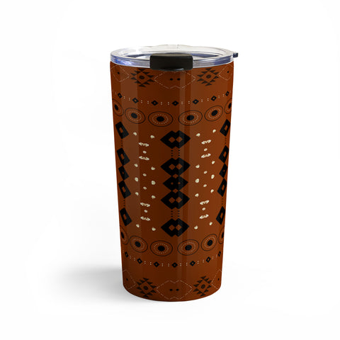 Sheila Wenzel-Ganny Rust Tribal Mud Cloth Travel Mug