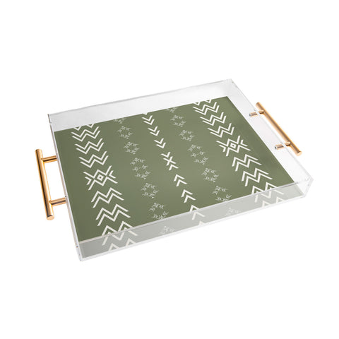 Sheila Wenzel-Ganny Sage Minimalist Mudcloth Acrylic Tray