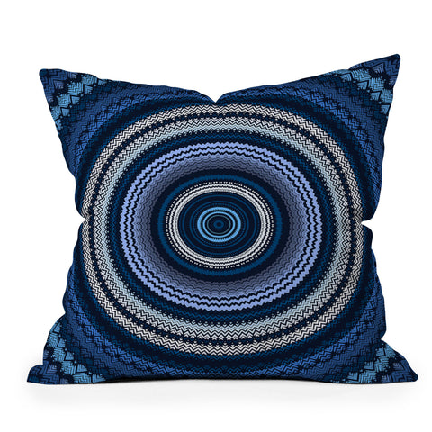 Sheila Wenzel-Ganny Shades of Blue Mandala Outdoor Throw Pillow