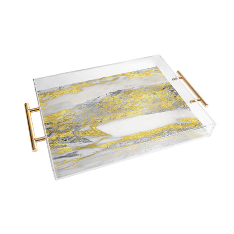 Sheila Wenzel-Ganny Silver and Gold Marble Design Acrylic Tray