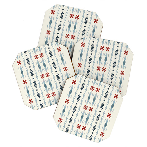 Sheila Wenzel-Ganny Simple Blue Tribal Coaster Set