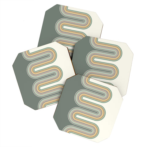 Sheila Wenzel-Ganny Trippy Sage Wave Abstract Coaster Set