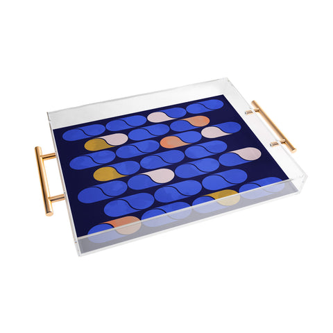 Showmemars Blue modern pattern Acrylic Tray