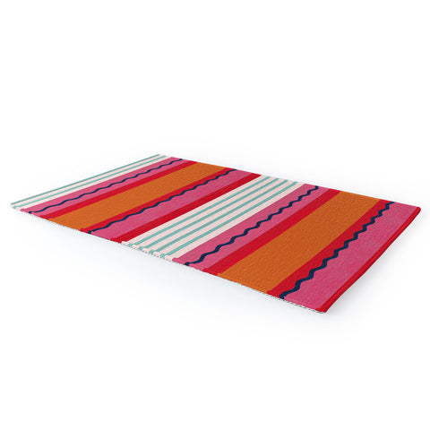 Showmemars Bold Color Play Pink And Orange Area Rug