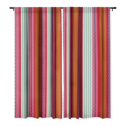 Showmemars Bold Color Play Pink And Orange Blackout Window Curtain