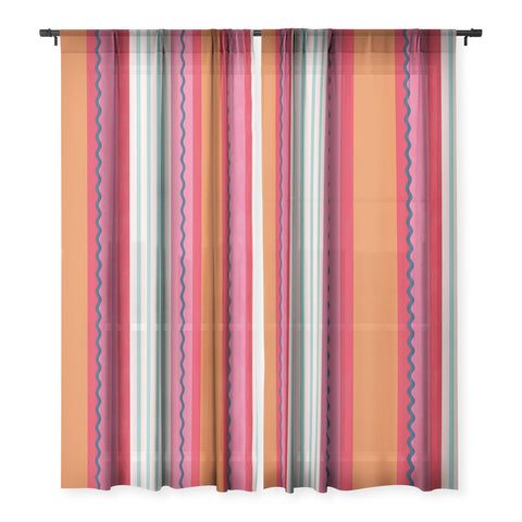 Showmemars Bold Color Play Pink And Orange Sheer Non Repeat