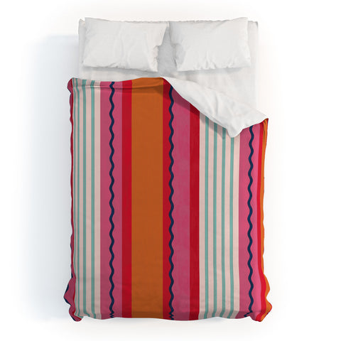 Showmemars Bold Color Play Pink And Orange Duvet Cover