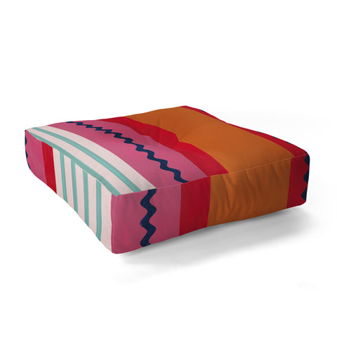 Showmemars Bold Color Play Pink And Orange Floor Pillow Square