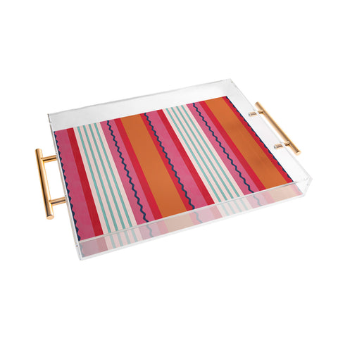 Showmemars Bold Color Play Pink And Orange Acrylic Tray