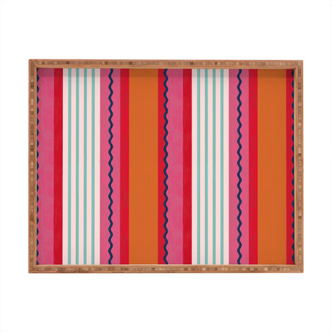 Showmemars Bold Color Play Pink And Orange Rectangular Tray