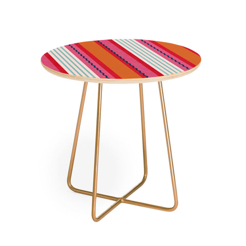 Showmemars Bold Color Play Pink And Orange Round Side Table