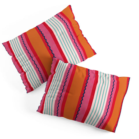 Showmemars Bold Color Play Pink And Orange Pillow Shams