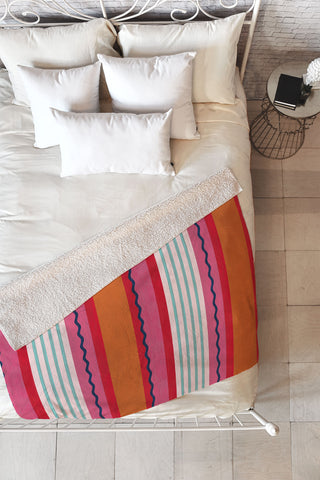 Showmemars Bold Color Play Pink And Orange Fleece Throw Blanket