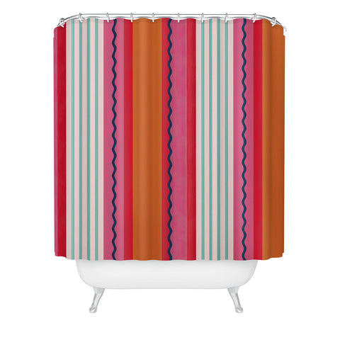 Showmemars Bold Color Play Pink And Orange Shower Curtain