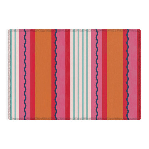 Showmemars Bold Color Play Pink And Orange Outdoor Rug