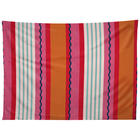 Showmemars Bold Color Play Pink And Orange Tapestry
