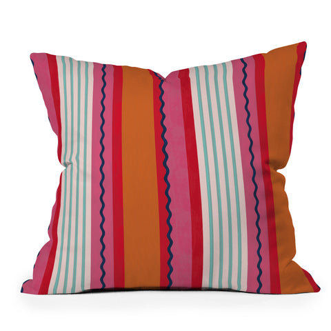 Showmemars Bold Color Play Pink And Orange Outdoor Throw Pillow