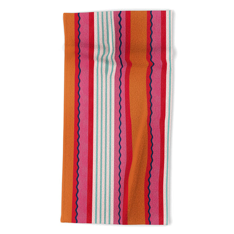 Showmemars Bold Color Play Pink And Orange Beach Towel