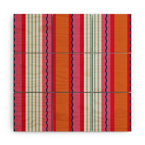 Showmemars Bold Color Play Pink And Orange Wood Wall Mural