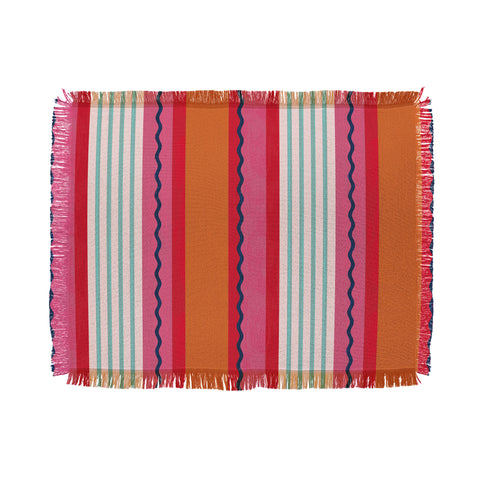 Showmemars Bold Color Play Pink And Orange Throw Blanket