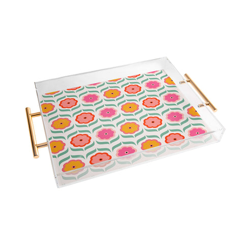 Showmemars Bright Retro Geometric Pattern Acrylic Tray