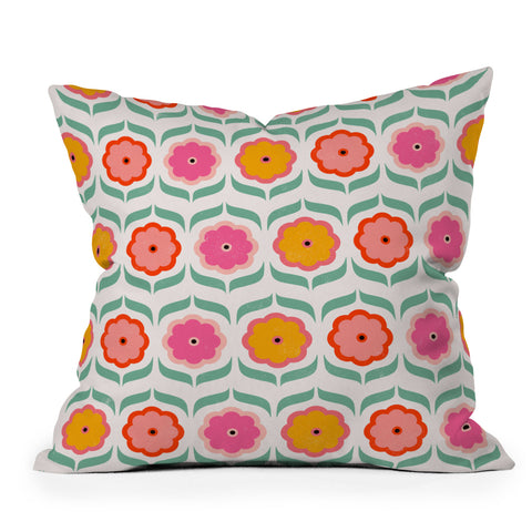 Showmemars Bright Retro Geometric Pattern Outdoor Throw Pillow