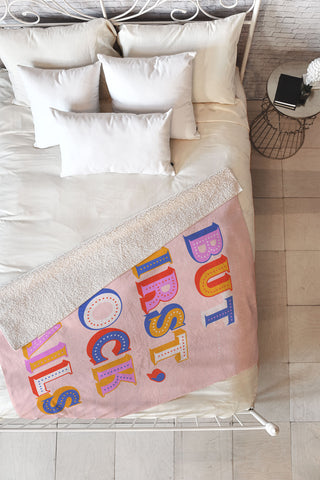 Showmemars But First Cocktails Typography Fleece Throw Blanket