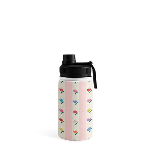 Showmemars Cheery Tulips on Pink and Cream Water Bottle
