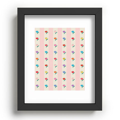 Showmemars Cheery Tulips on Pink and Cream Recessed Framing Rectangle