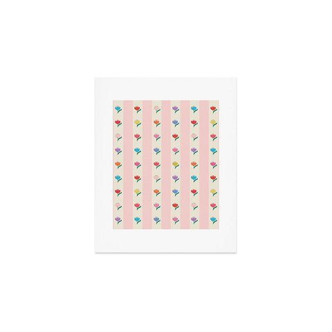 Showmemars Cheery Tulips on Pink and Cream Art Print