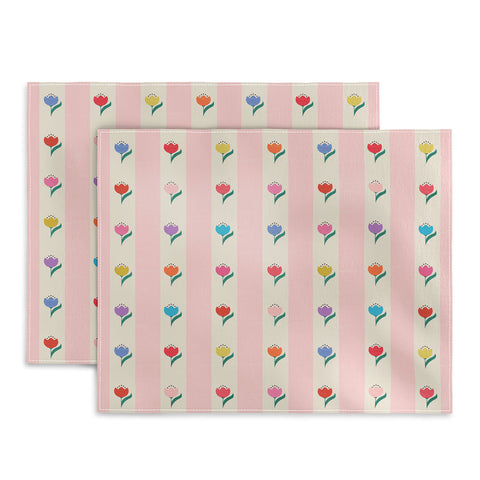 Showmemars Cheery Tulips on Pink and Cream Placemat