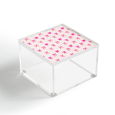 Showmemars Classic Hot Pink Bows And Stripes Acrylic Box
