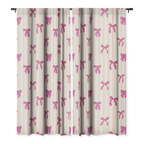 Showmemars Classic Hot Pink Bows And Stripes Blackout Window Curtain