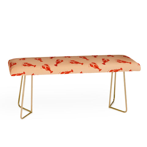 Showmemars Classic Red Lobsters Pattern Bench