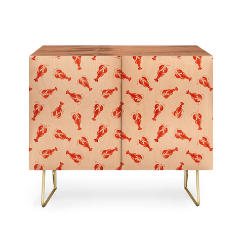 Showmemars Classic Red Lobsters Pattern Credenza