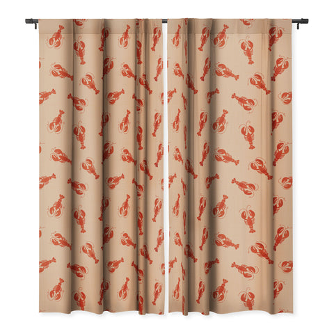 Showmemars Classic Red Lobsters Pattern Blackout Window Curtain