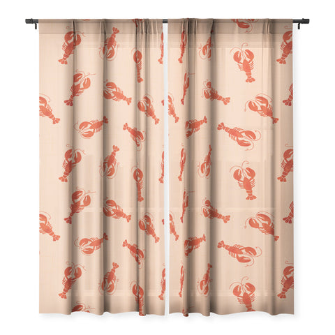 Showmemars Classic Red Lobsters Pattern Sheer Non Repeat