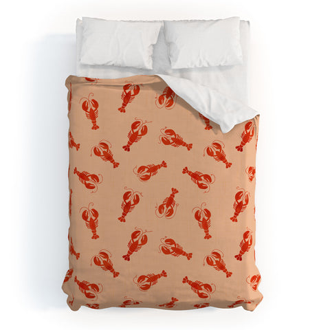 Showmemars Classic Red Lobsters Pattern Duvet Cover