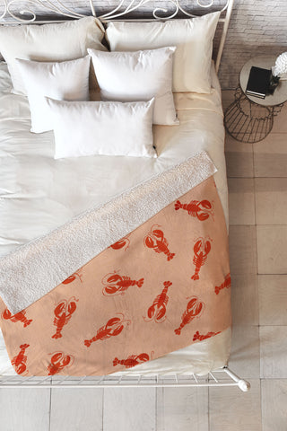 Showmemars Classic Red Lobsters Pattern Fleece Throw Blanket