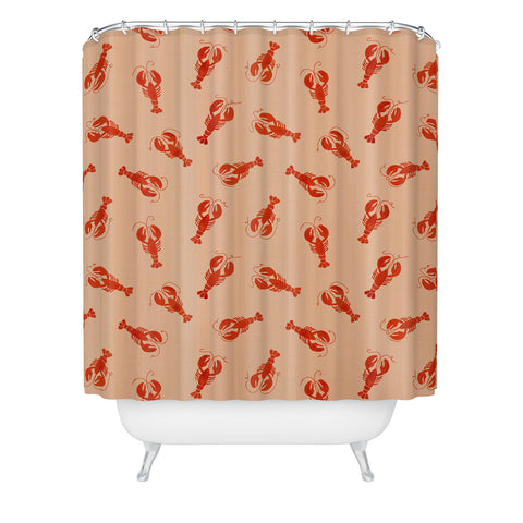 Showmemars Classic Red Lobsters Pattern Shower Curtain