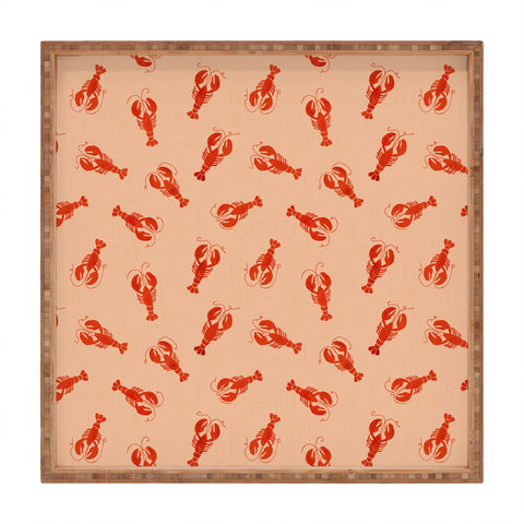 Showmemars Classic Red Lobsters Pattern Square Tray