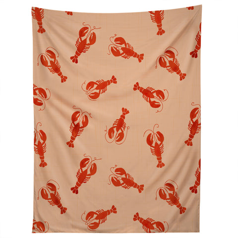 Showmemars Classic Red Lobsters Pattern Tapestry