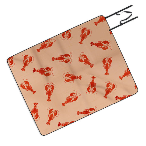 Showmemars Classic Red Lobsters Pattern Picnic Blanket