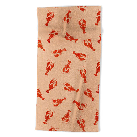 Showmemars Classic Red Lobsters Pattern Beach Towel