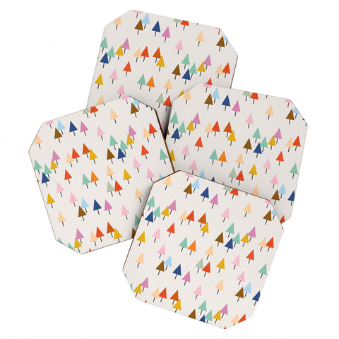 Showmemars Colorful Little Festive Trees Coaster Set