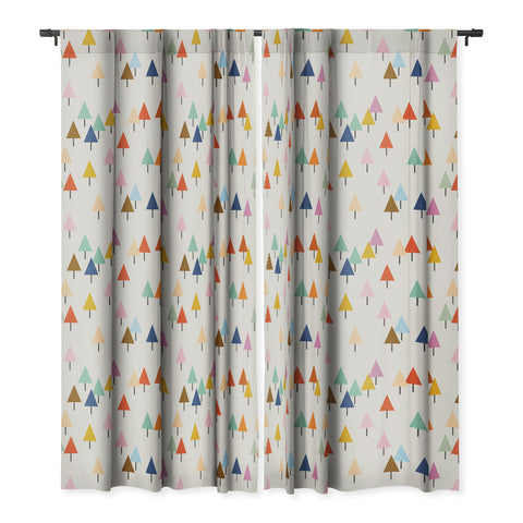 Showmemars Colorful Little Festive Trees Blackout Window Curtain