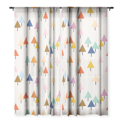 Showmemars Colorful Little Festive Trees Sheer Non Repeat