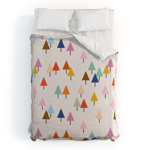 Showmemars Colorful Little Festive Trees Duvet Cover