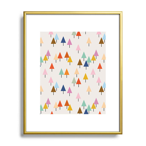 Showmemars Colorful Little Festive Trees Metal Framed Art Print
